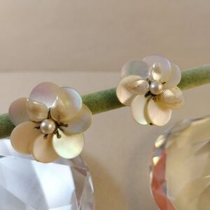 Louis Rousselet Elegant Pearl Flower Earrings 1940